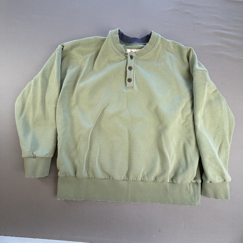 Alpine Design Sweatshirt Mens Medium Green Fleece Lined Henley Pullover Buttons